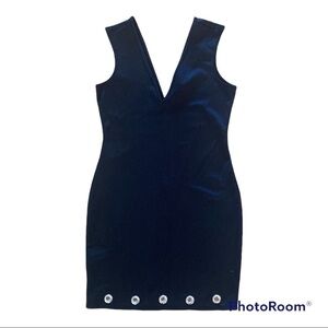 Brat Star V Neck Little Black Dress NWT L